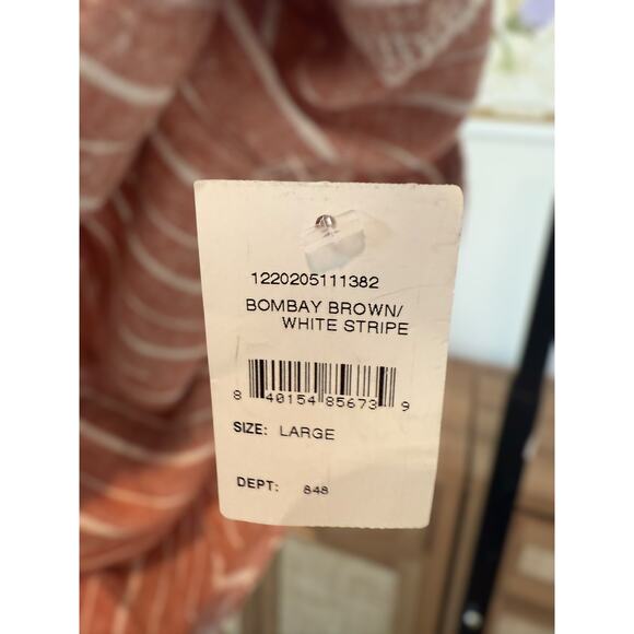 NWT Marine Layer Hi-Rise Beach Shorts Bombay Brown White Stripe Womens Sze Large - Picture 11 of 12